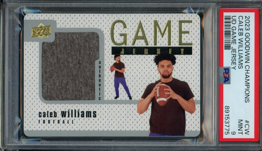 2023 Upper Deck Goodwin Champions Caleb Williams Rookie Game Jersey Patch PSA 9 Bears