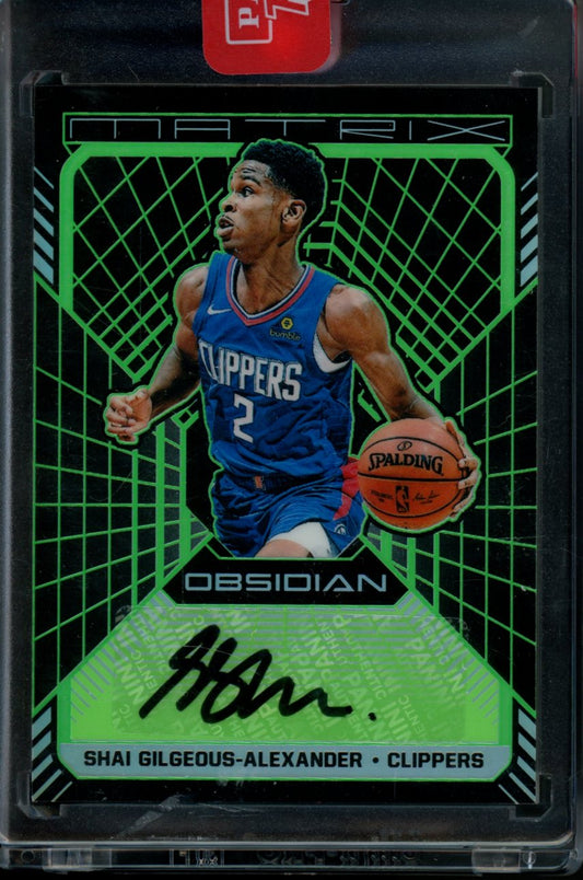 2018/19 Panini Obsidian Shai Gilgeous-Alexander Rookie Auto Green Etch /25 Clippers