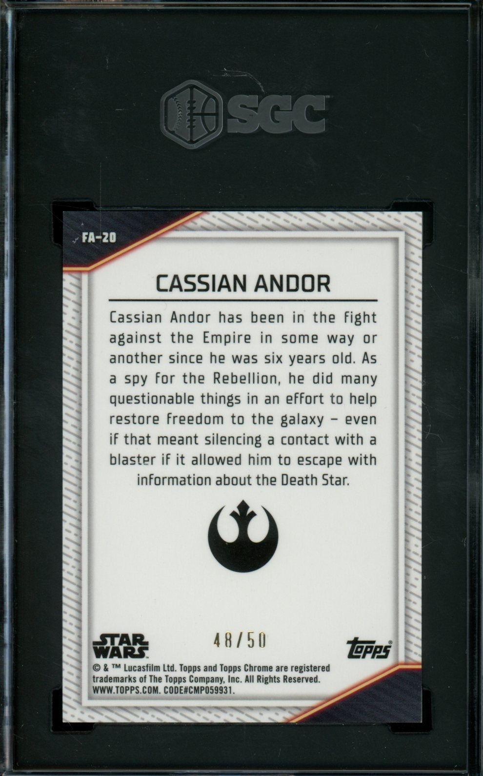 2023 Topps Chrome Star Wars Cassian Andor First Appearances Gold /50 SGC 9