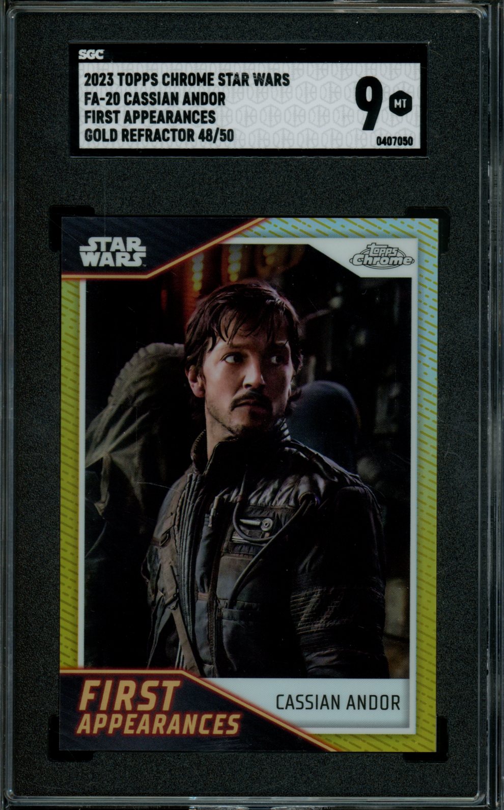 2023 Topps Chrome Star Wars Cassian Andor First Appearances Gold /50 SGC 9