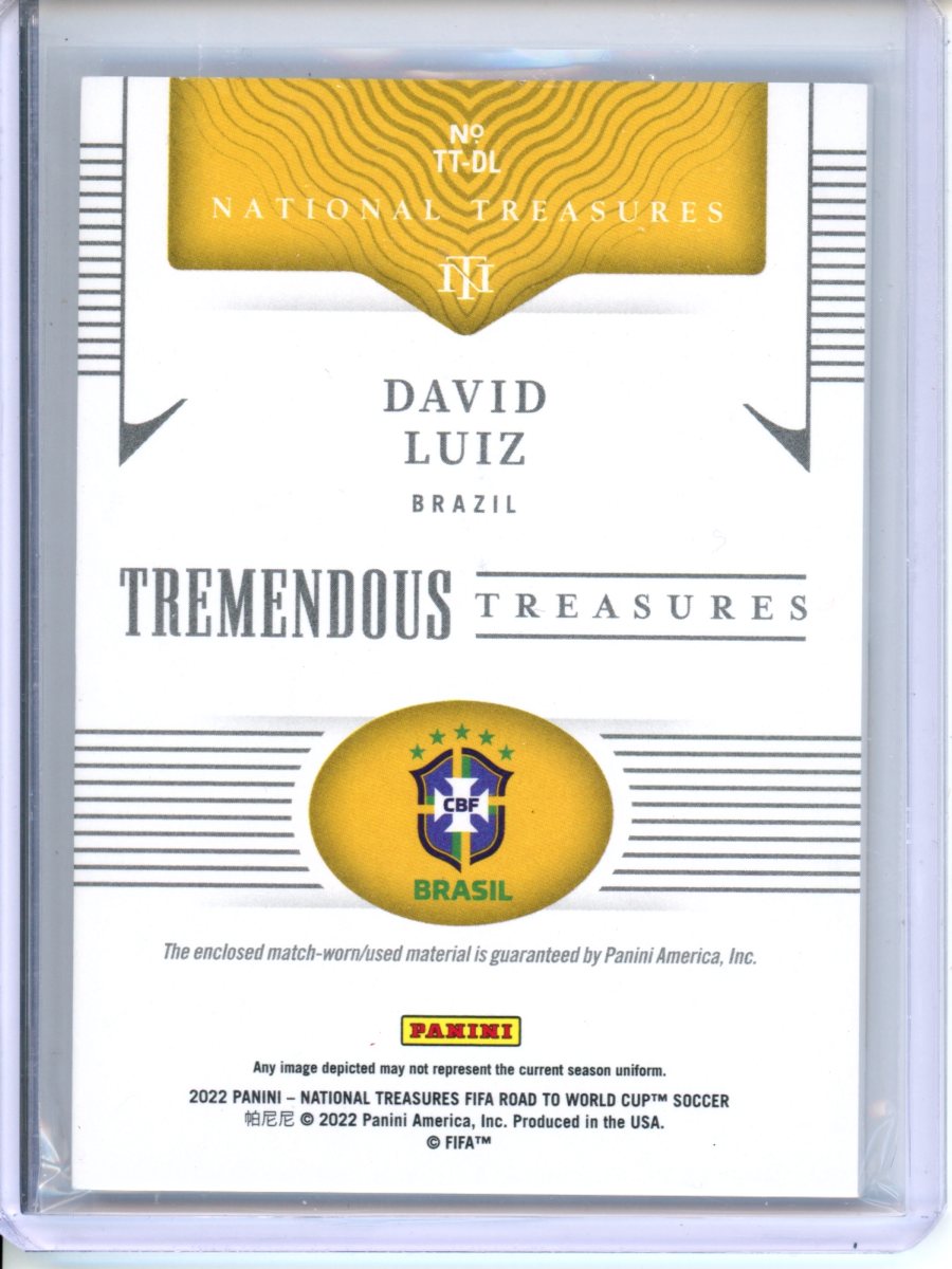 2022 Panini National Treasures David Luiz Tremendous Treasures Green /5 Brazil