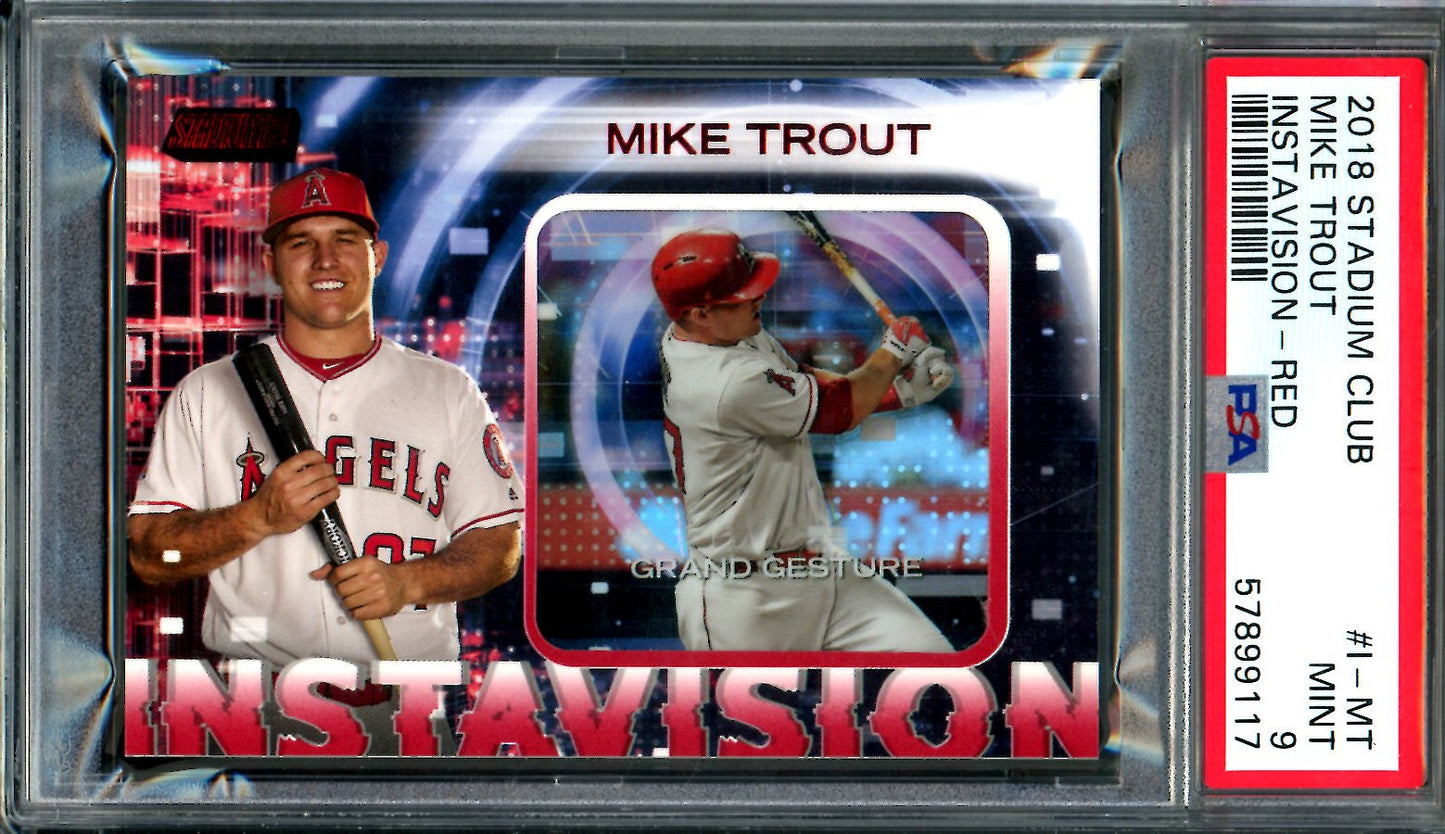 2018 Topps Stadium Club Mike Trout Instavision Red /50 PSA 9 Angels
