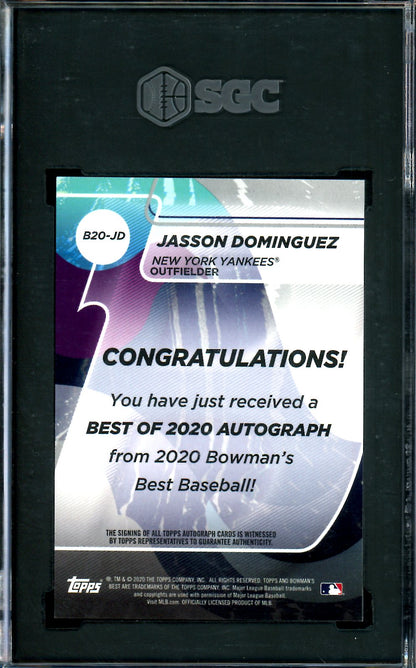 2020 Bowman's Best Jasson Dominguez Auto SGC 10/10 Yankees