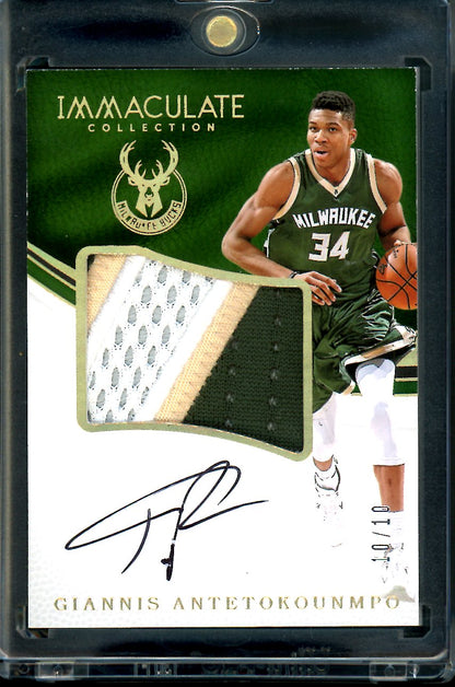 Lot Detail - 2015/16 Panini Immaculate Collection #LM-GIA Giannis  Antetokounmpo Game-Worn Jersey Card (#3/3)
