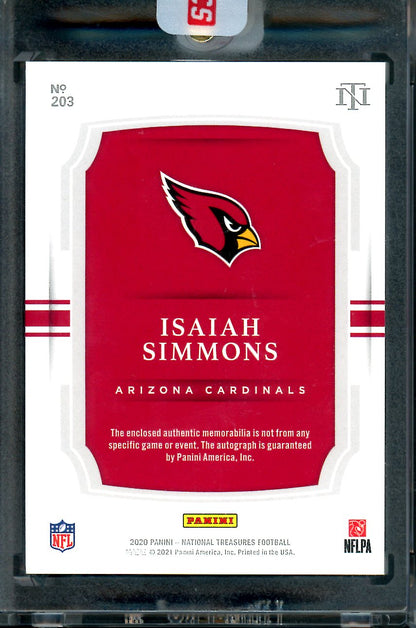 2020 Panini National Treasures Isaiah Simmons Rookie RPA Ruby /5 Cardinals