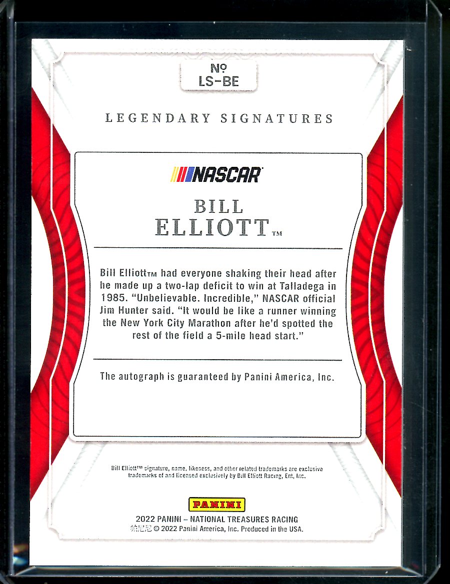 2022 Panini National Treasures Bill Elliott Legendary Auto /99 NASCAR