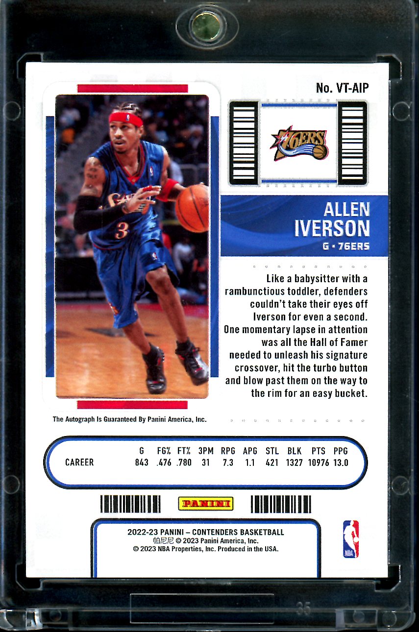 2022/23 Panini Contenders Allen Iverson The Finals Ticket Auto /49 76ers