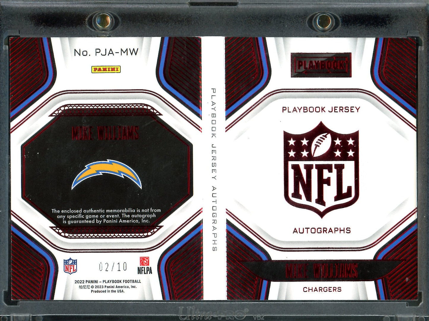 2022 Panini Playbook Mike Williams Booklet Patch Auto Ruby /10 Chargers
