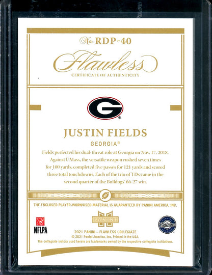 2021 Panini Flawless Collegiate Justin Fields Rookie Patch /10 Bears