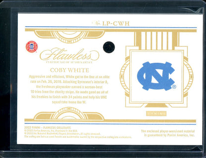 2022/23 Panini Flawless Collegiate Coby White Patch Gold /10 Bulls
