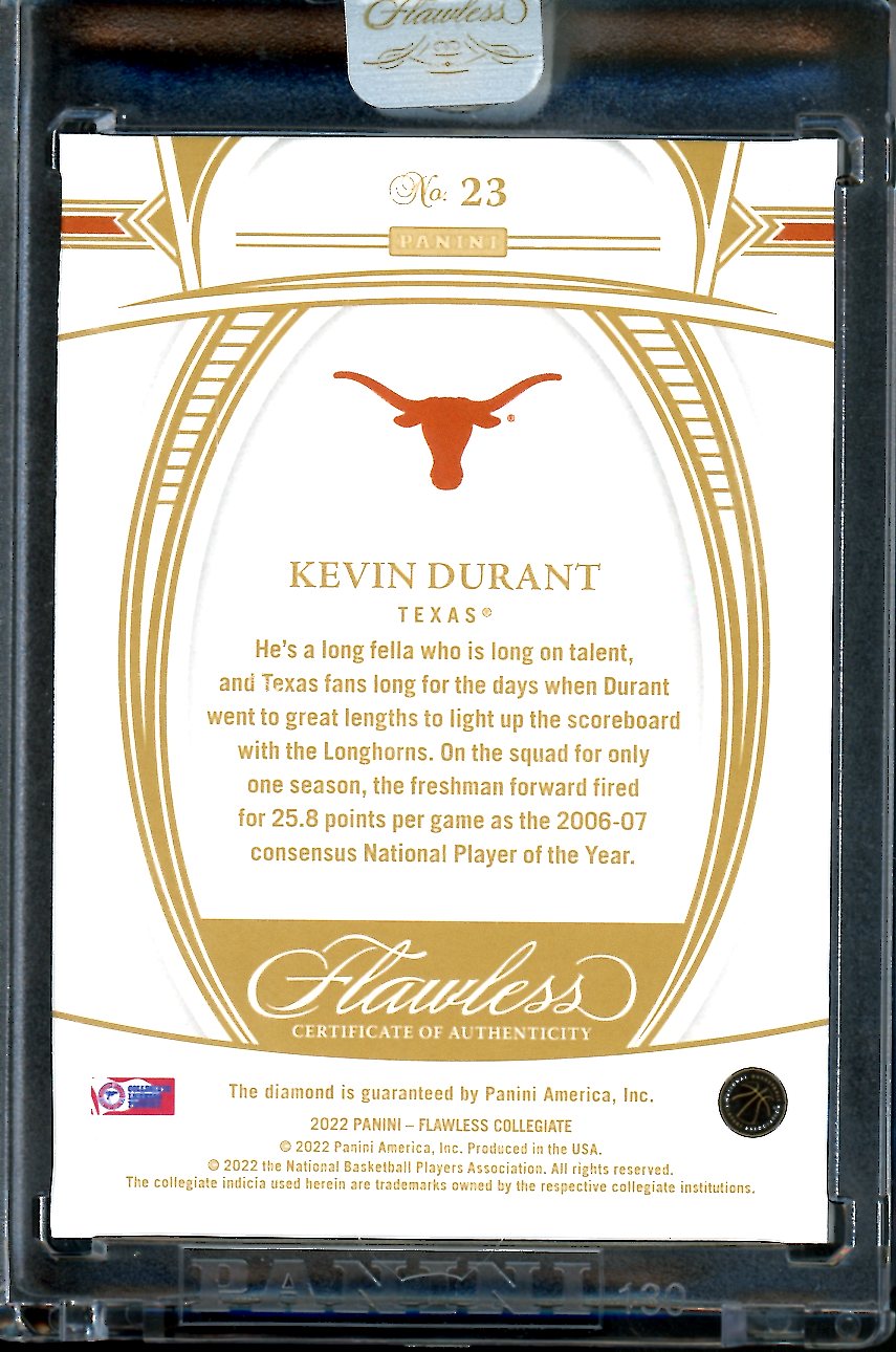 2022/23 Panini Flawless Collegiate Kevin Durant Diamond /25 Suns