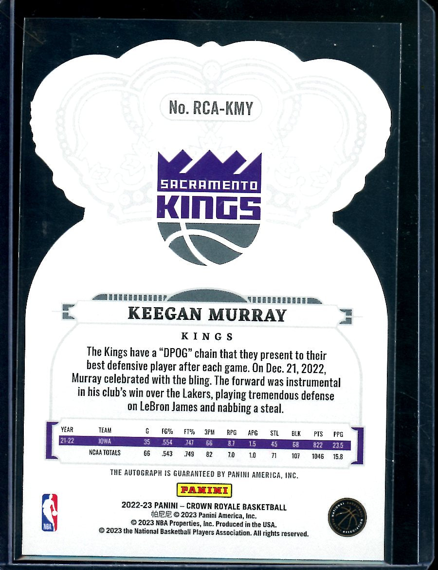 2022/23 Panini Crown Royale Keegan Murray Rookie Auto /99 Kings