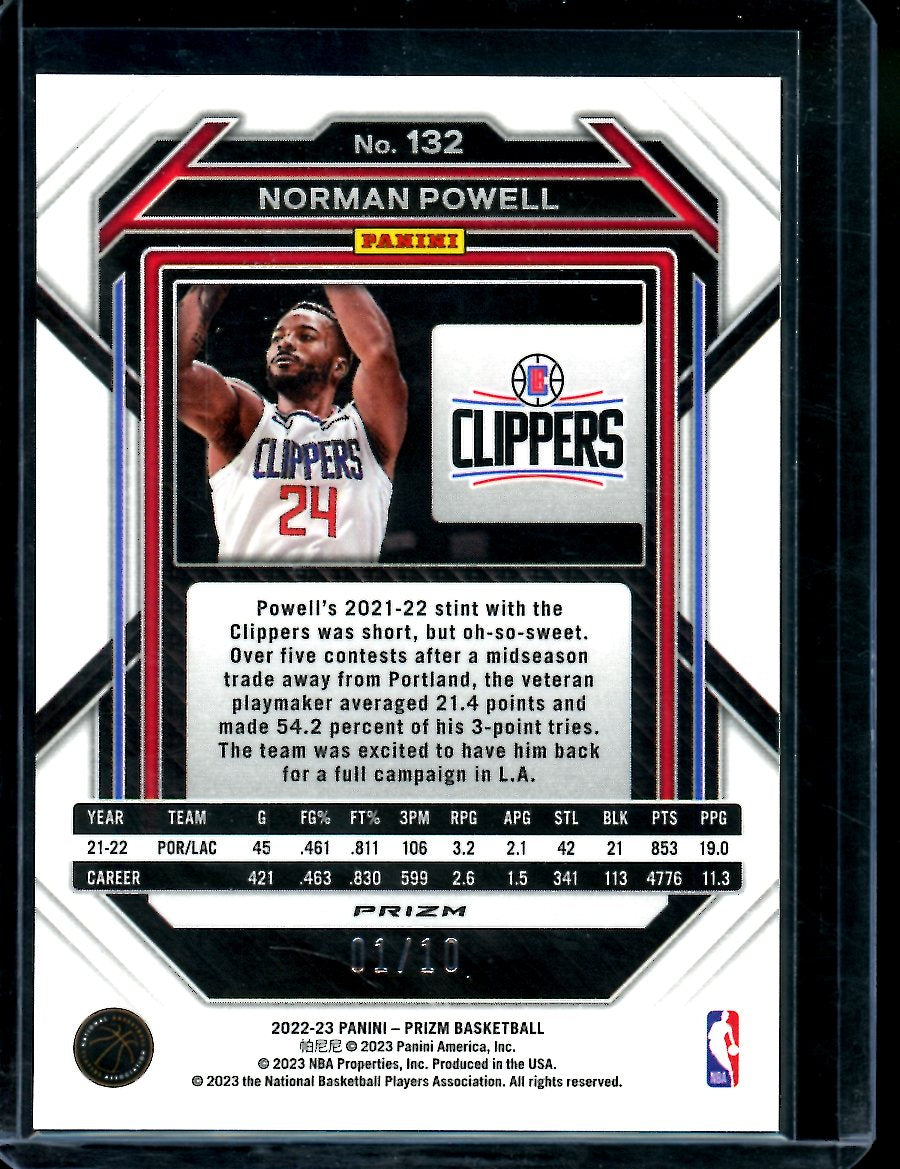 2022/23 Panini Prizm Norman Powell Gold /10 Clippers