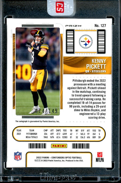 2022 Panini Contenders Optic Kenny Pickett Rookie Ticket Red Auto /149 Steelers