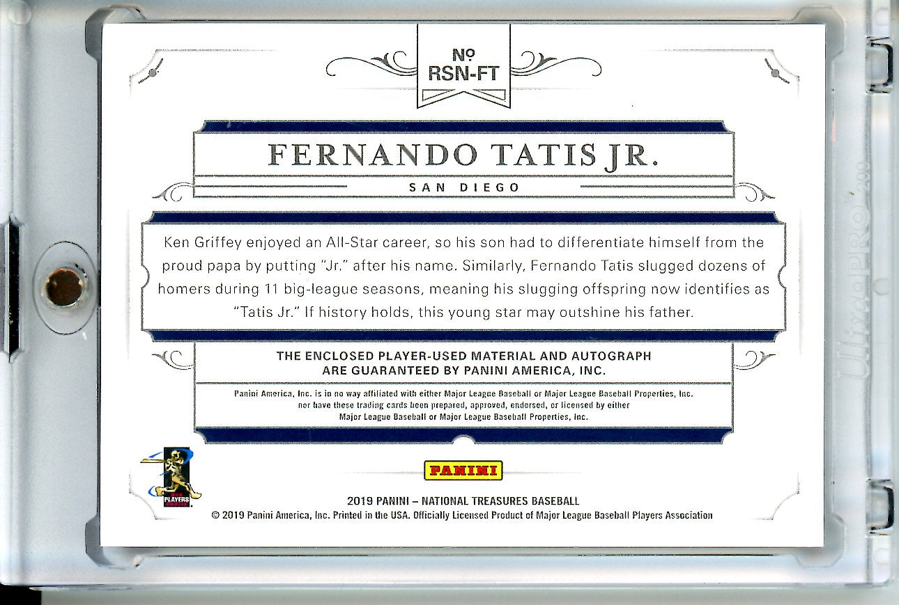 2019 Panini National Treasures Fernando Tatis Jr. Rookie Signature /49 Padres